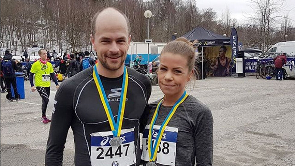 Forholda lå ikke an til rekordtider, men Arne Post og Ida Bergsløkken fikk med seg en frisk og fin Premiärmil på Djurgården i Stockholm. (Foto: privat) 