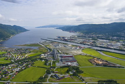 Flyfoto av Fannrem, Evjen og Orkanger. Foto: Trondheim havn