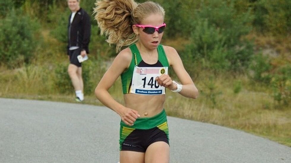 14-åringen Julie Hammer vant kvinne/jenteklassen overlegent på Jessheim. Bildet er fra Norgesløpet i fjor høst.