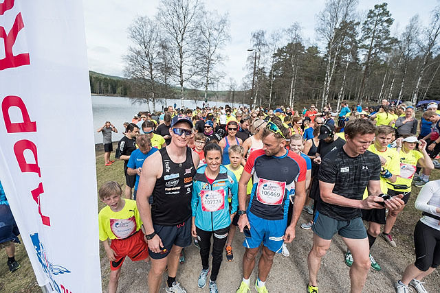 Klart for start på Sognsvann med Heidi Weng, Petter Northug og Frank Løke. Foto: Red Bull Content Pool