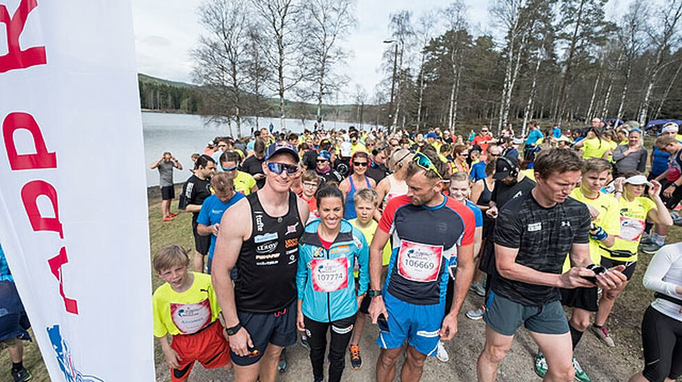 Klart for start på Sognsvann med Heidi Weng, Petter Northug og Frank Løke. Foto: Red Bull Content Pool