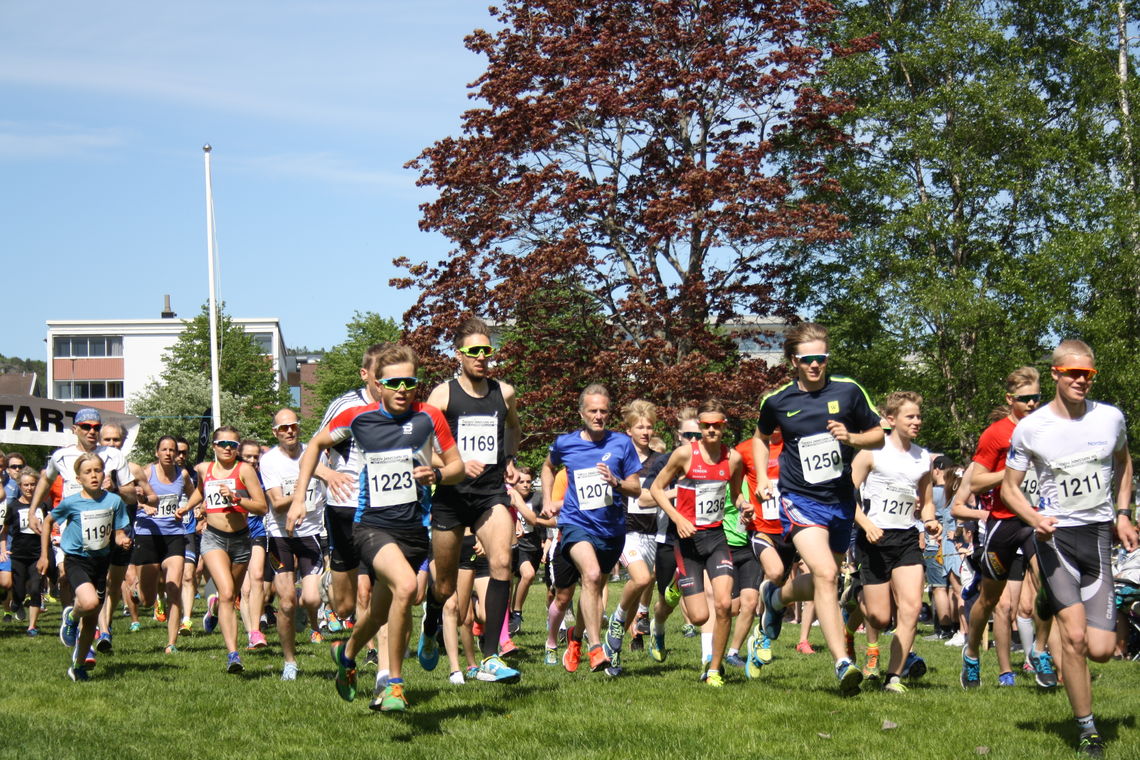 Starten har nettopp gått på 5km i årets Sandefjordsløp. Foto: Bjørn Skotte