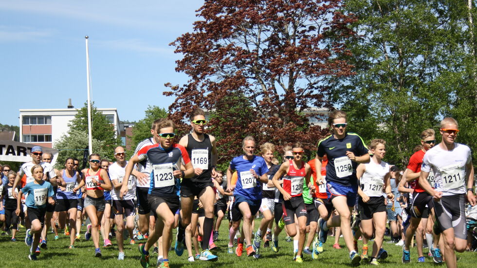 Starten har nettopp gått på 5km i årets Sandefjordsløp. Foto: Bjørn Skotte