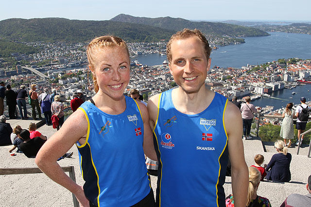 Eli Anne Dvergsdal og Thorbjørn Ludvigsen kan igjen nyte seieren og utsikten fra Fløyen.
