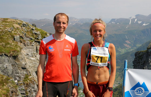 Thorbjørn Ludvigsen og Johanna Åström raskest opp på Blåfelden. Foto: Martin Hauge-Nilsen