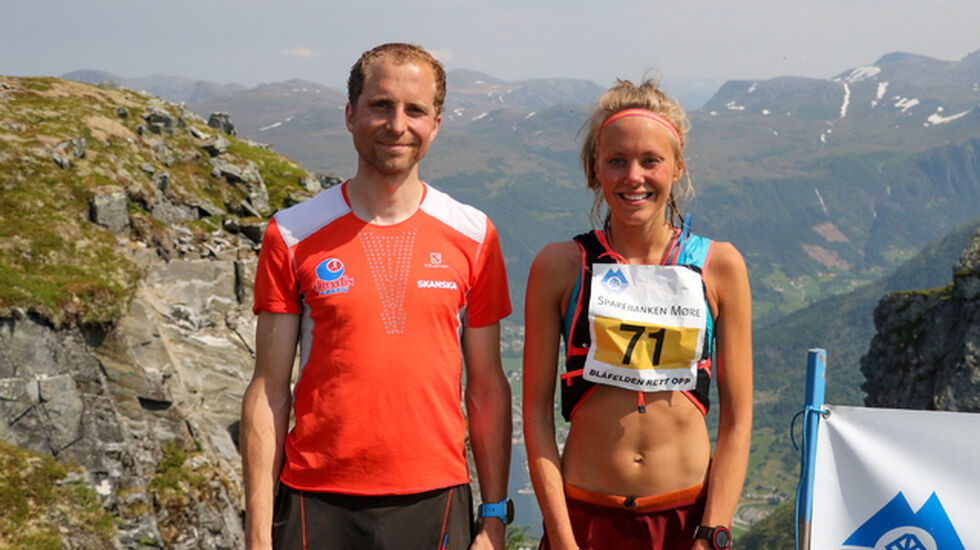 Thorbjørn Ludvigsen og Johanna Åström raskest opp på Blåfelden. Foto: Martin Hauge-Nilsen