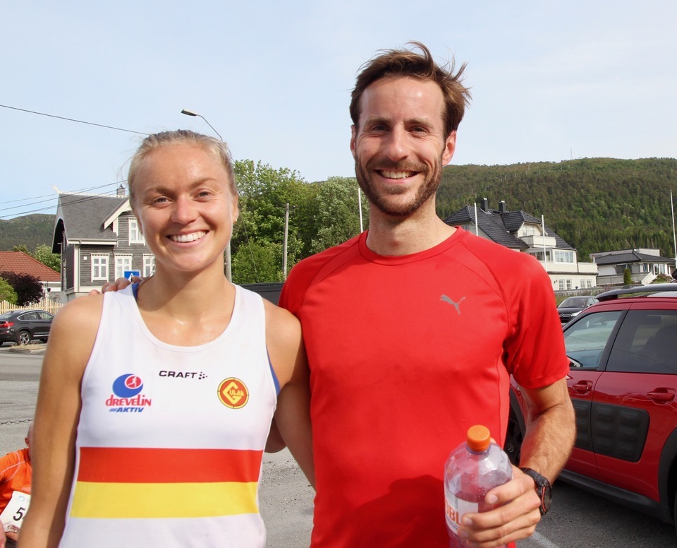 Vinneren av 5 km for kvinner, Ingrid Festø og rekordsetteren på 5 km i herreklassen, Marcus Megrund