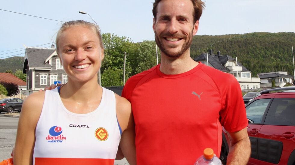 Vinneren av 5 km for kvinner, Ingrid Festø og rekordsetteren på 5 km i herreklassen, Marcus Megrund