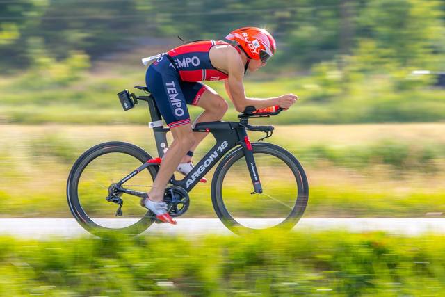 Kristian Rød, Sola Triathlonklubb, vant langløypa i årets utgave av Hove Tri. (Foto: May Elin Aunli)
