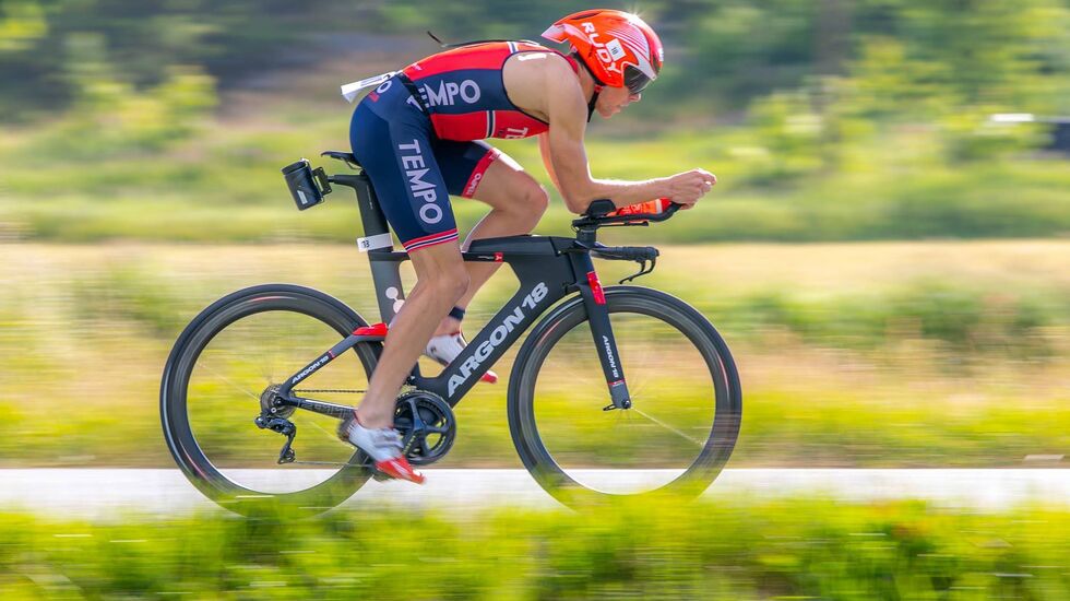 Kristian Rød, Sola Triathlonklubb, vant langløypa i årets utgave av Hove Tri. (Foto: May Elin Aunli)