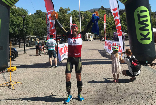 Svein-Erik Bakke til topps på kortdistansen i Swim-Run Karlstad sist lørdag.
