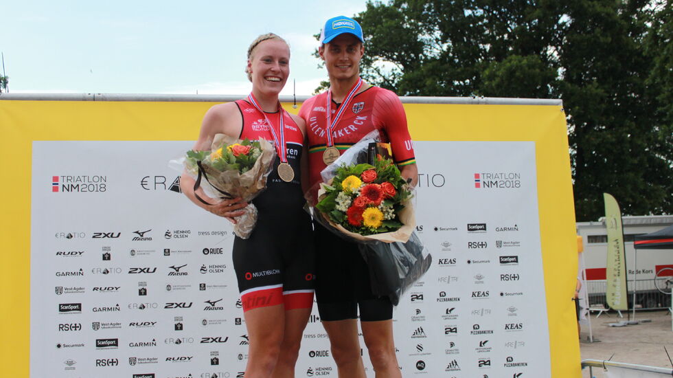 Lotte Miller og Jørgen Gundersen NM vinnere 2018. (Foto: Gabrielle Bjørnstad-Northern/Norges Triatlonforbund)