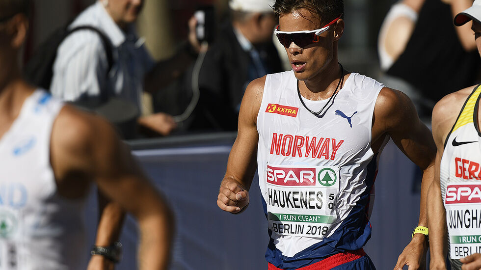 Håvard Haukenes endte til slutt utenfor pallen på 50 km kappgang. (Foto: Bjørn Johannessen)