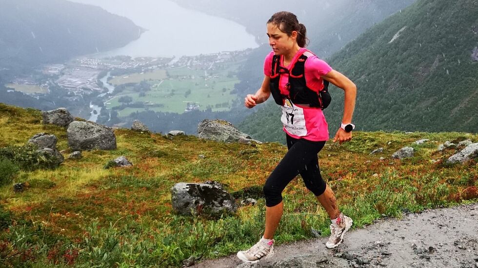 Tyske Michelle Maier vant kvinneklassen i Skåla(vatnet) Opp. Foto: Christian Prestegård