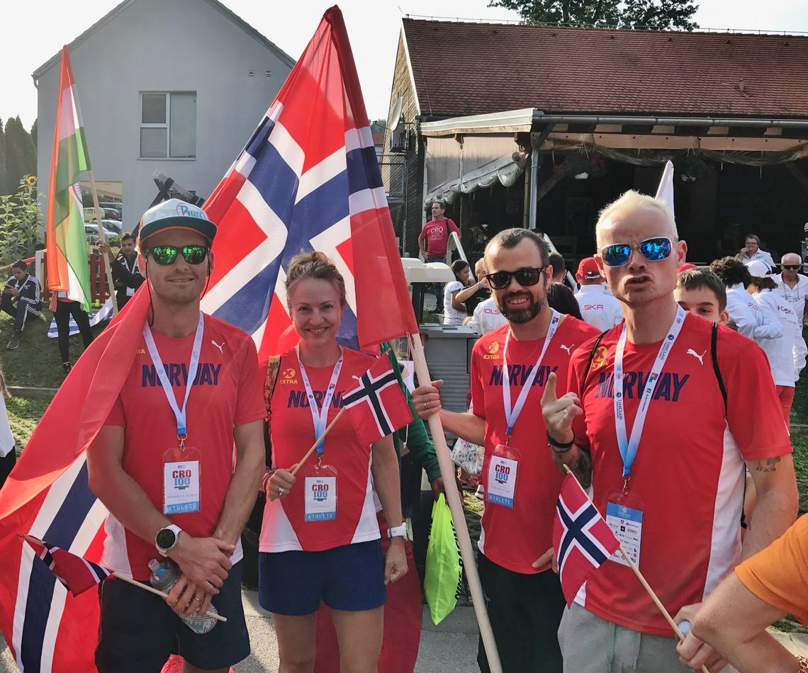 De norske deltagerne under forrige VM 100 km, i Kroatia 2018: Didrik Hermansen, Therese Falk, Svein Ove Risa og Bjørn Tore Taranger. (Foto: Tommy Kristiansen)