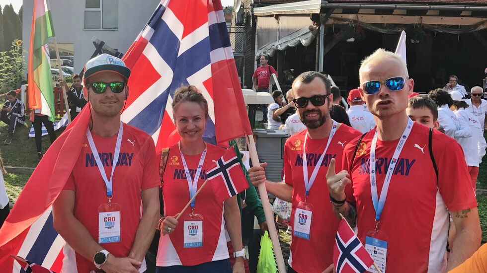De norske deltagerne under forrige VM 100 km, i Kroatia 2018: Didrik Hermansen, Therese Falk, Svein Ove Risa og Bjørn Tore Taranger. (Foto: Tommy Kristiansen)