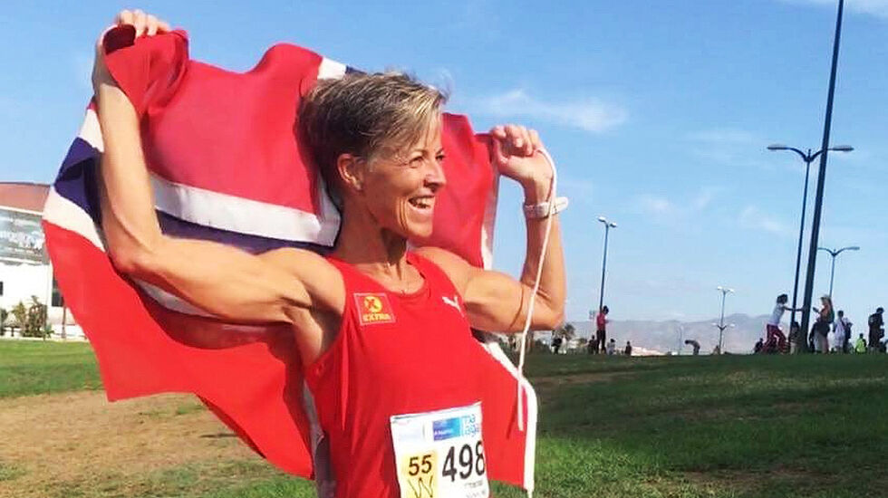Nina Wavik Ytterstad sørga for norsk gull på halvmaraton i veteran-VM. (Foto: Mariann Wavik Auvi)
