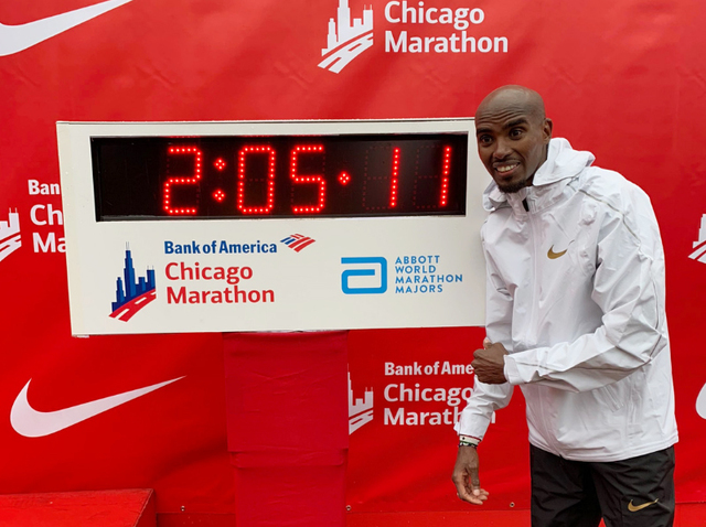 Mo Farah kunne juble for seier og ny europeisk rekord. (Foto: arrangøren)