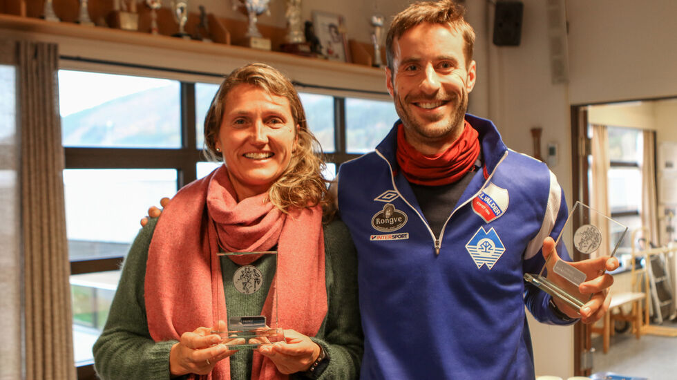 Marcus Megrund og Beate Helseth raskest rundt Snipsøyrvatnet. Foto: Martin Hauge-Nilsen