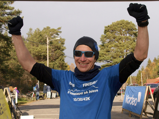 Henning Pedersen kunne juble for ny seier i Fredrikstad Maraton. Foto: Rolf Gundersen