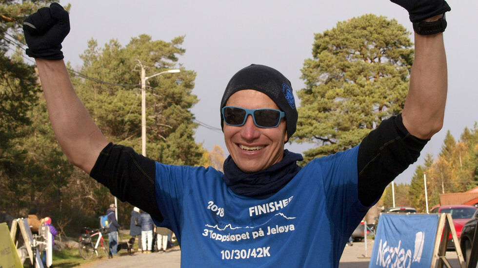 Henning Pedersen kunne juble for ny seier i Fredrikstad Maraton. Foto: Rolf Gundersen