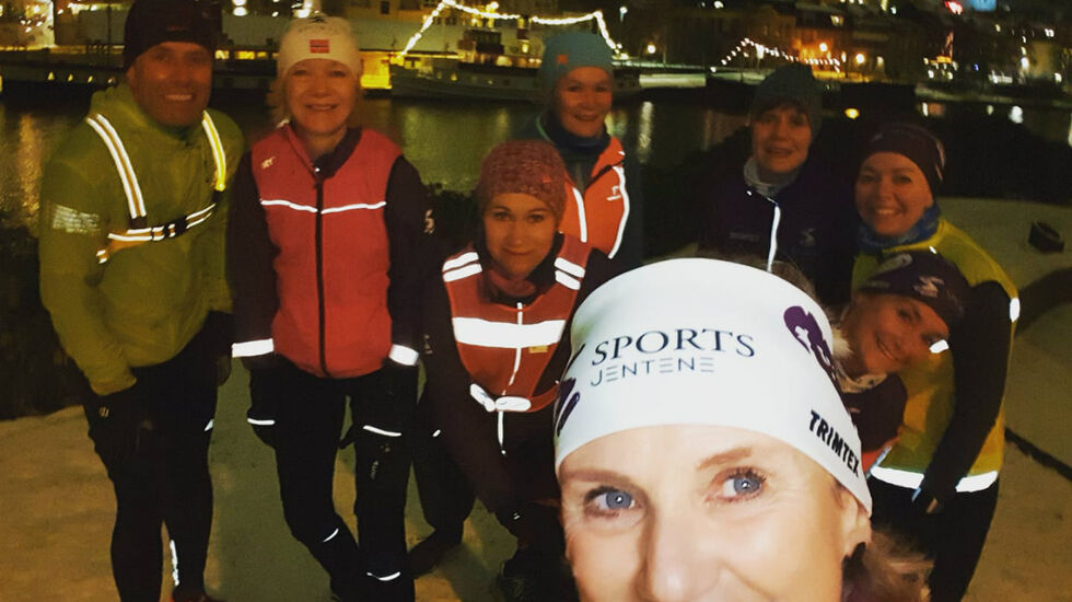 De hadde forventet fem løpere på første trening. Det kom åtte! God start for Kondistreninga i Skien. Foto: Privat