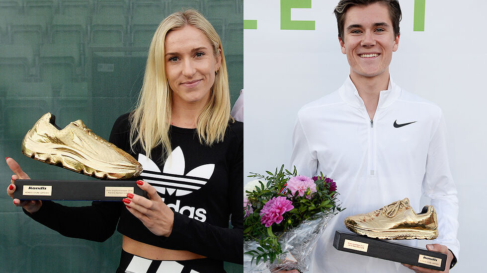 Karoline Bjerkeli Grøvdal og Jakob Ingebrigtsen kan motta Kondis' gullsko som landets beste langdistanseløpere i 2019. (Foto: Bjørn Johannessen)