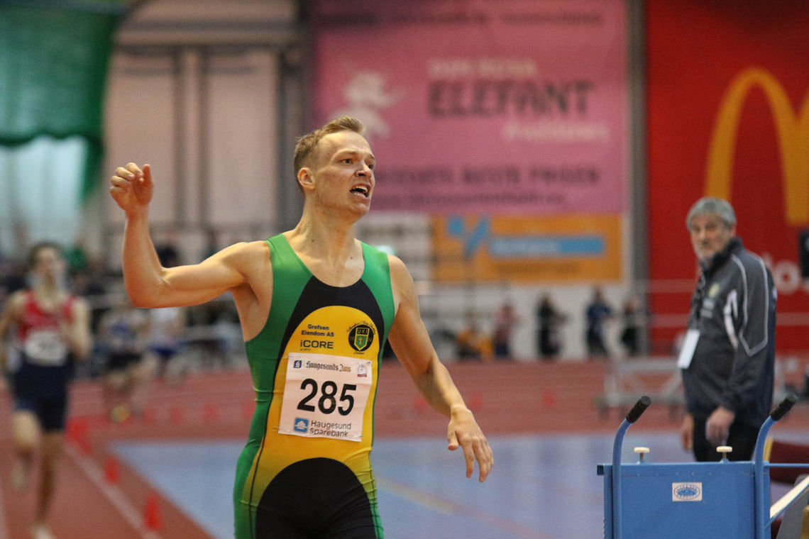 Markus Einan fra innendørs-NM i februar der han vant 800-meteren og kvalifiserte seg for EM. (Foto: Tom Roger Johansen) 
