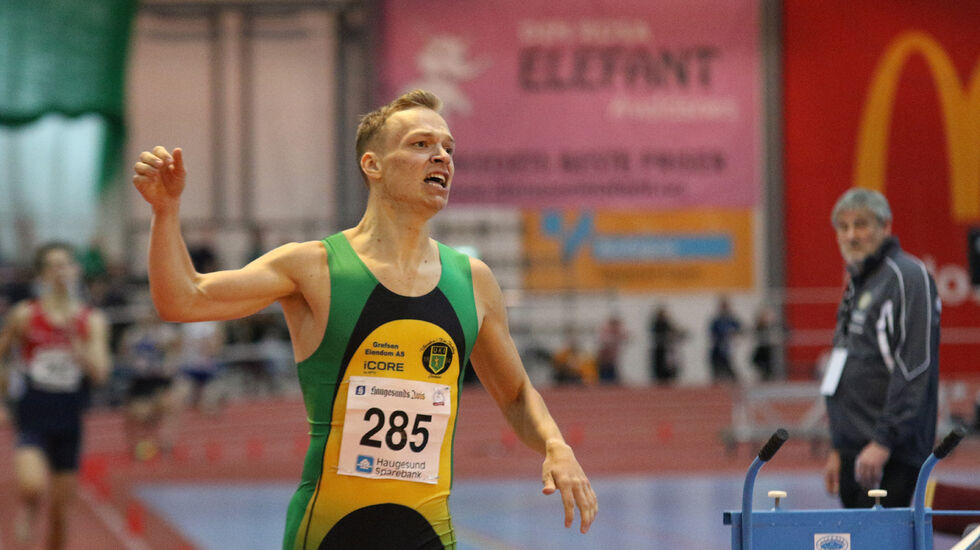 Markus Einan fra innendørs-NM i februar der han vant 800-meteren og kvalifiserte seg for EM. (Foto: Tom Roger Johansen) 