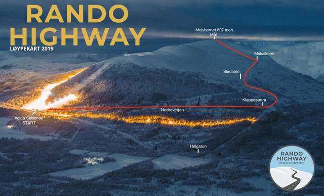 Løypekart, Start ved Volda skisenter og mål på Melshornet 807 moh. Arrangør.