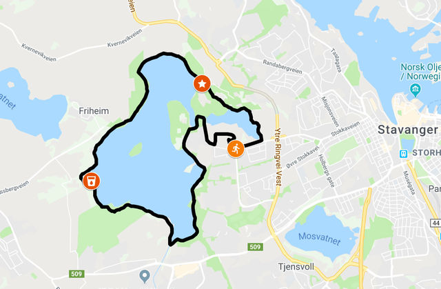 Løypa går, som navnet indikerer, rundt Stora og Litla Stokkavatnet i Stavanger.