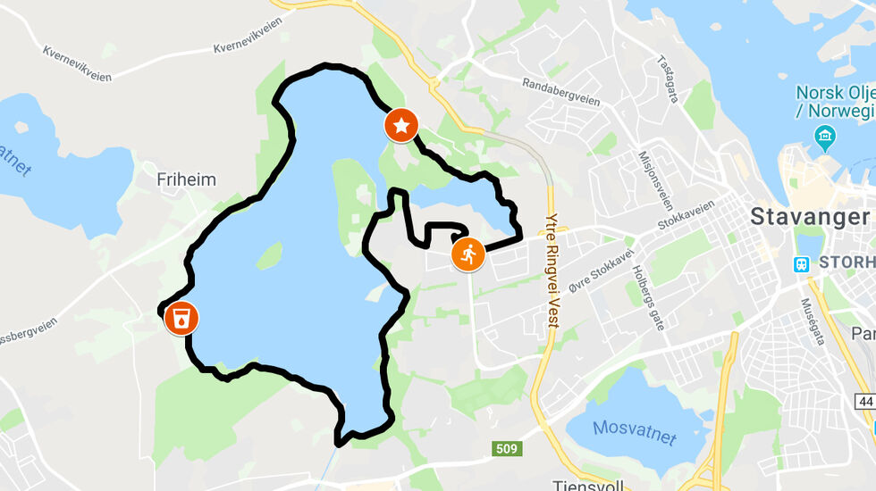 Løypa går, som navnet indikerer, rundt Stora og Litla Stokkavatnet i Stavanger. 