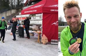 Tobias Gyllebring vant det første Last Man Standing i Østmarka etter 33 timers innsats. Til venstre ser vi han og toeren Theodor Moen legge ut på den 33. runden i terrenget.