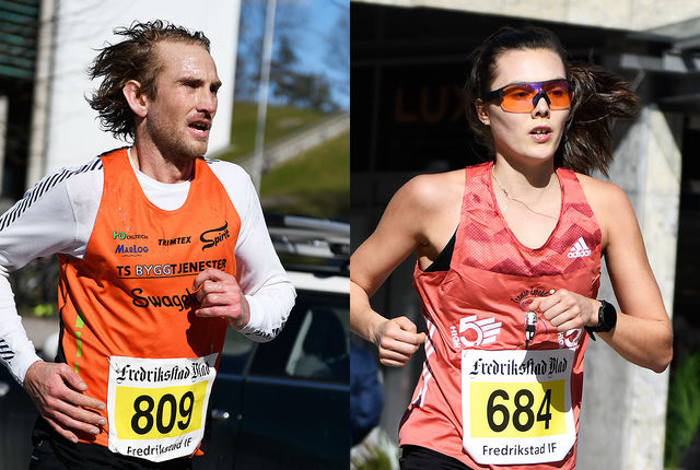 Halvmaraton i Fredrikstadløpet ble vunnet av Thomas Asgautsen, mens Yngvild Kaspersen vant kvinneklassen. (Foto: Bjørn Johannessen)