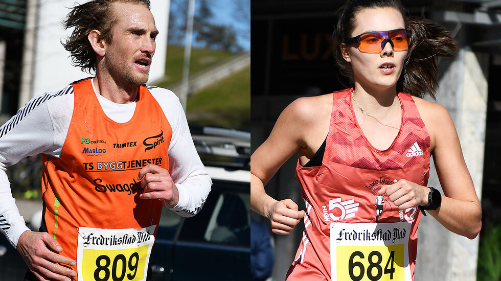 Halvmaraton i Fredrikstadløpet ble vunnet av Thomas Asgautsen, mens Yngvild Kaspersen vant kvinneklassen. (Foto: Bjørn Johannessen)
