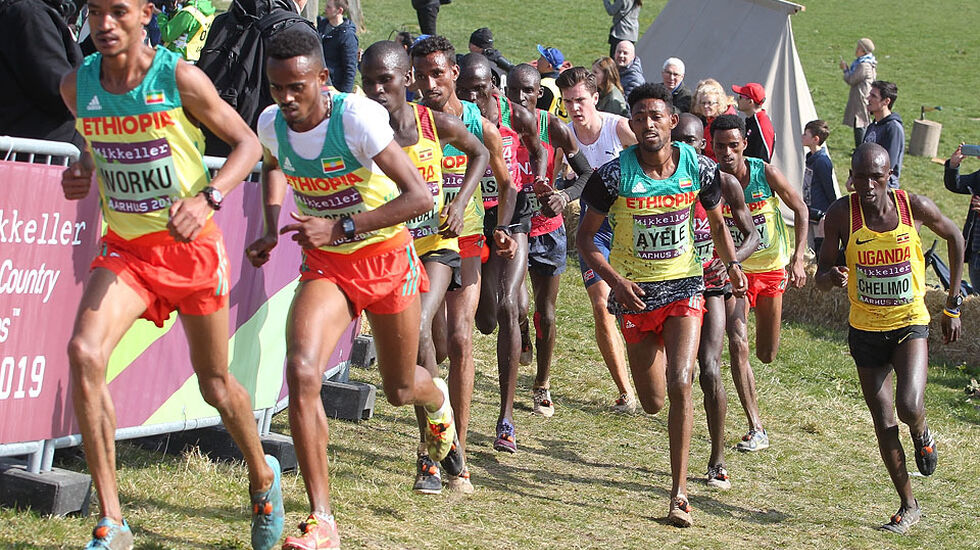Afrikanerne vil nok dominere også i en terrengstafett med etapper på 2,5 km, men kanskje kunne et norsk lag med to blad Ingebrigtsen, en Grøvdal og en Johaug henge med? (Foto: Kjell Vigestad)