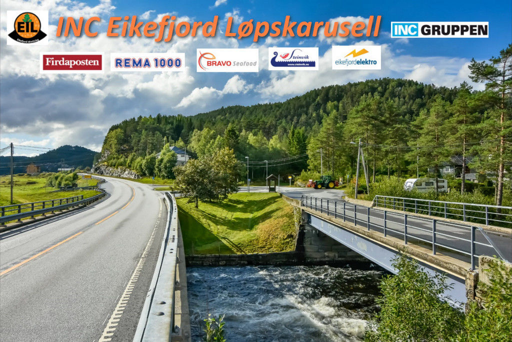Landeveisløpene INC Eikefjord Løpskarusell går i naturskjønne omgivelser på Storebru i Flora Kommune, midt i mellom Florø og Førde i Sogn og Fjordane. (Foto: Ronny Osland)