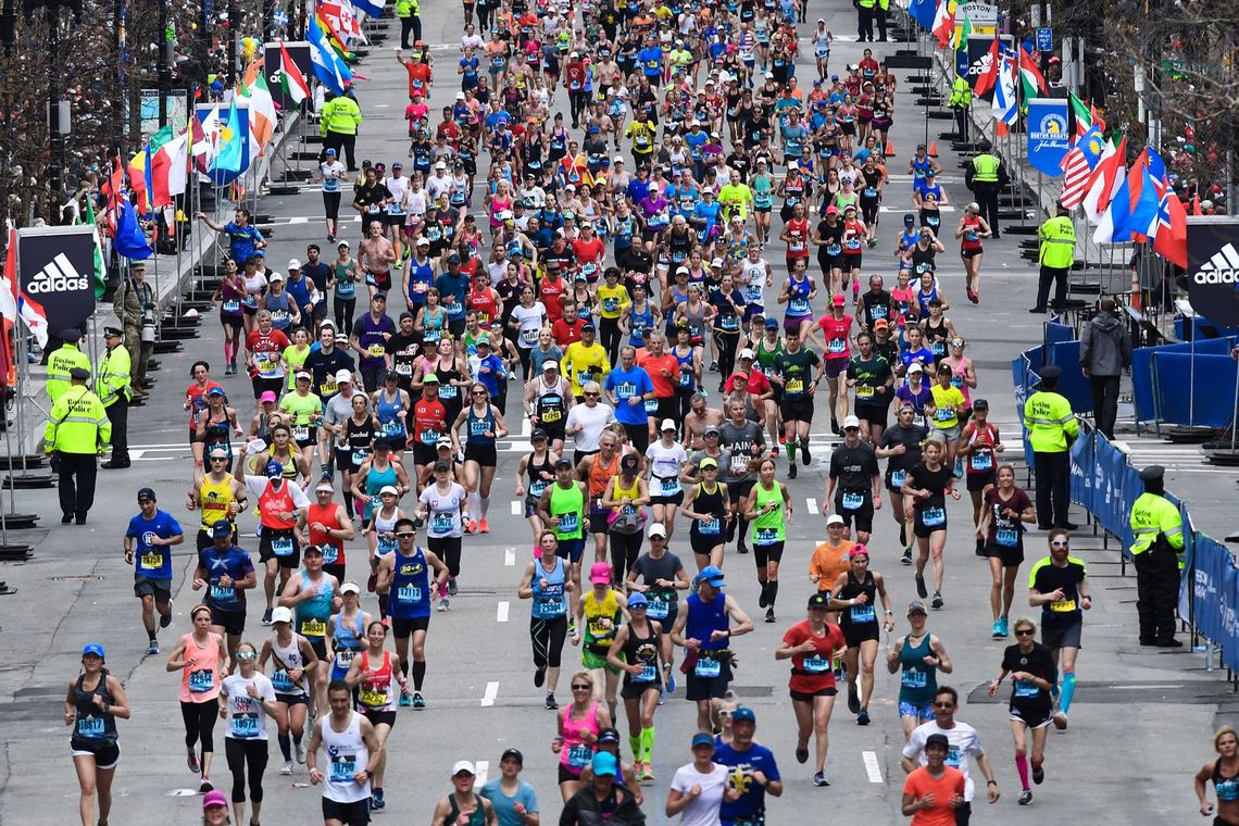 Endelig var det klart for ordinær utgave av Boston Maraton. Her fra 2019. (Foto: Arrangøren / Bruce Wodder)