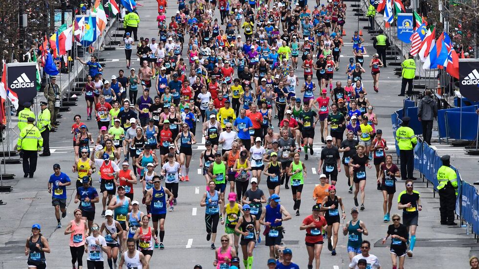 Endelig var det klart for ordinær utgave av Boston Maraton. Her fra 2019. (Foto: Arrangøren / Bruce Wodder)