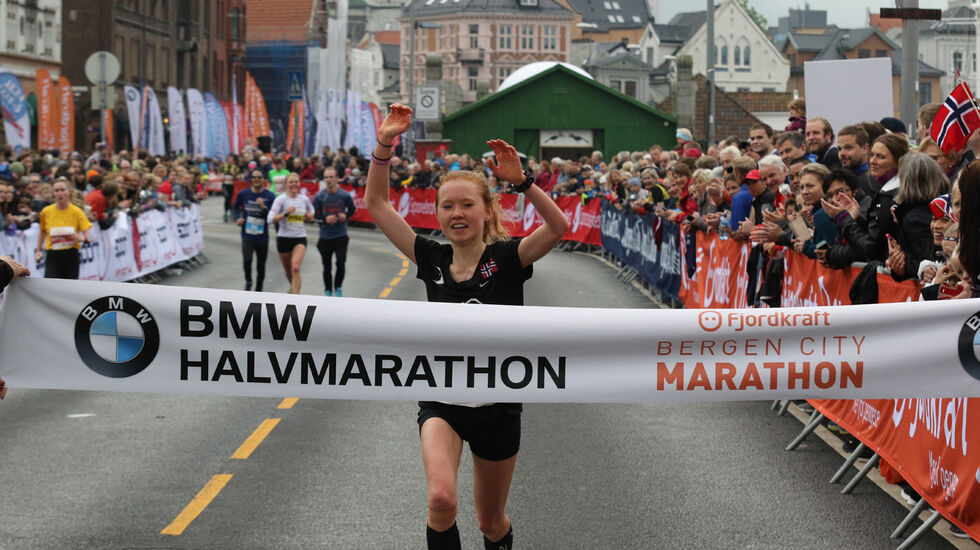 Det er snart to år siden Adele Henriksen vant halvmaraton i BCM. I fjor ble avlyst, mens man i år håper å kunne arrangere løp i august. (Arrangørfoto)