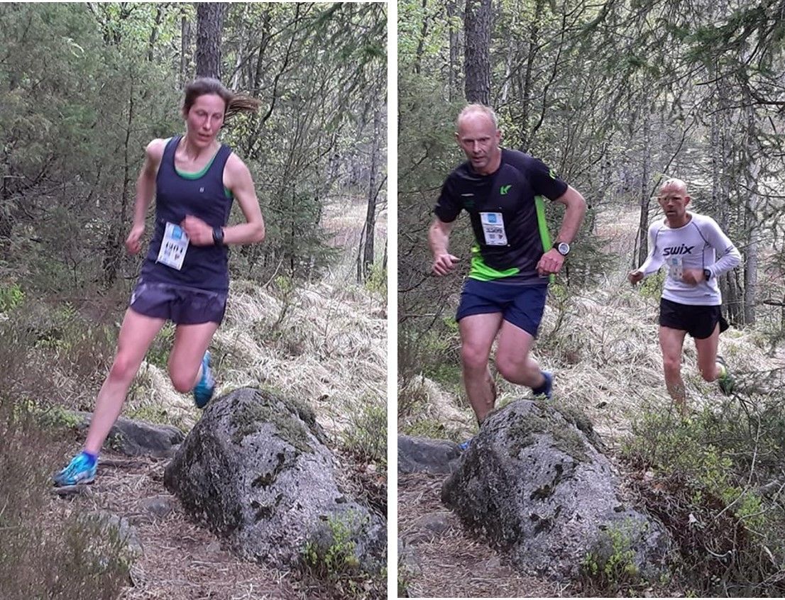 De raskeste i fellesstarten, Ingrid Eikaas Ukkelberg og Terje Fredriksen. Ingrid vant kvinner totalt, Terje ble nummer to i herrer totalt. (Foto: Arild Vehus)