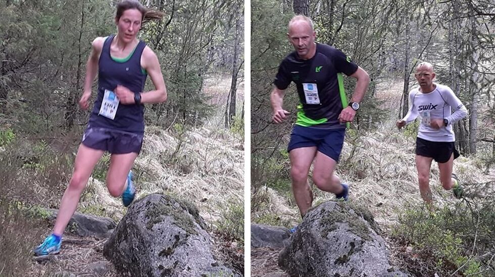 De raskeste i fellesstarten, Ingrid Eikaas Ukkelberg og Terje Fredriksen. Ingrid vant kvinner totalt, Terje ble nummer to i herrer totalt. (Foto: Arild Vehus)