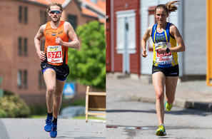 Thomas Asgautsen og Heidi Pharo var raskest i den 10 km lange løypa til Halden Byløp. (Foto: Sylvain Cavatz)