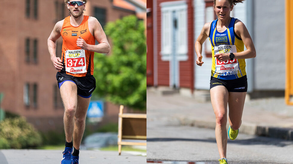 Thomas Asgautsen og Heidi Pharo var raskest i den 10 km lange løypa til Halden Byløp. (Foto: Sylvain Cavatz)