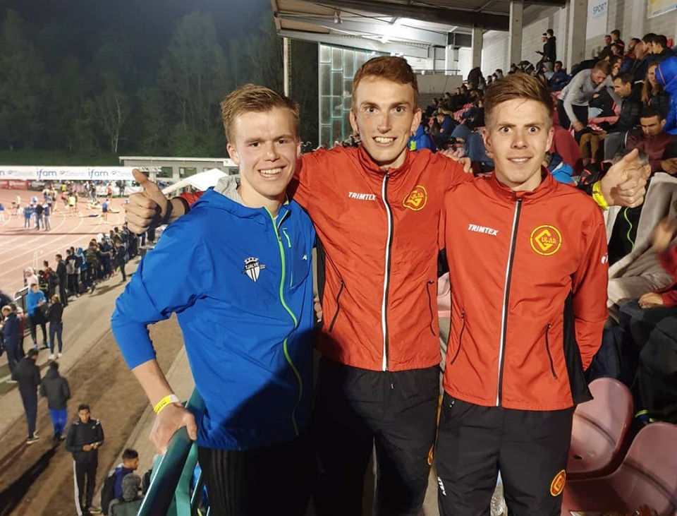Sigurd Ruud Skjeseth (til venstre), Marius Vedvik (midten) og Per Svela kunne alle glede seg over ny 5000 m pers. (Foto: Eirik Røe) 