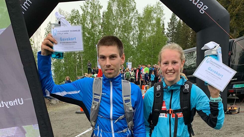 Geir Steig, Luster IL og Karoline Simpson-Larsen, Vargar IL løp motbakkene langs Mesnaelva raskest. Foto Finn Olsen