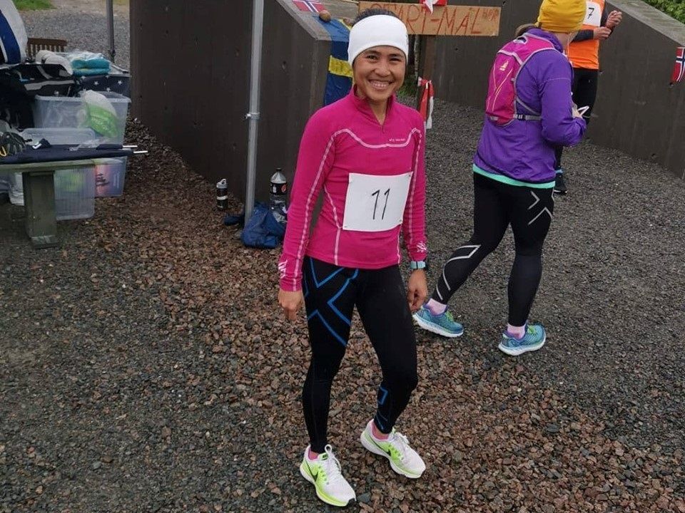 Blide Desiree Kristiansen stilte på Strandvoldrunden for andre gang  for å støtte lokale løp og endte som  vinner av kvinneklassen. (Foto: Ingar Kristiansen)
