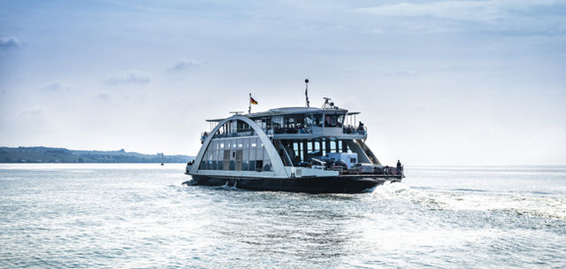 Car ferry on the lake Constance (Bodensee).