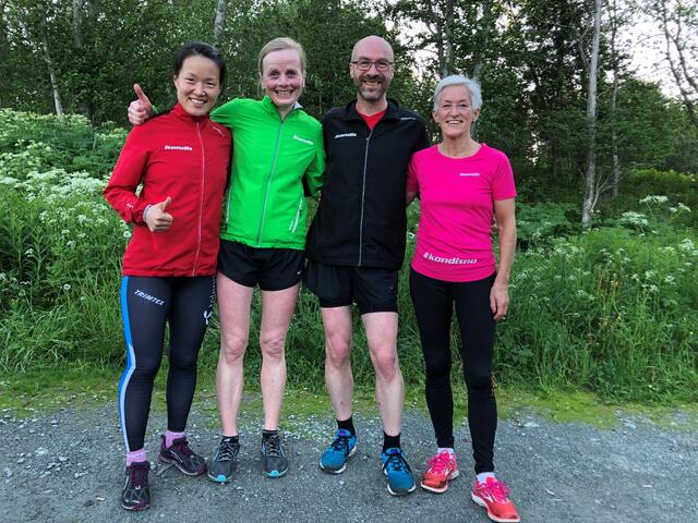 Trenerne ved Kondistreninga Trondheim f.v: Sol Haugen, Eva Holøyen, Kjetil Sletten og Bodil Brå Alsvik. Foto: Stine Yeoman