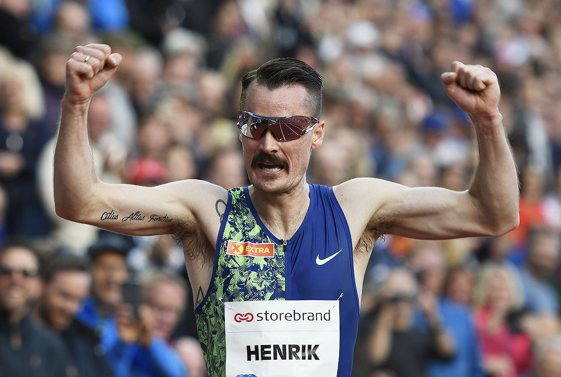 Henrik Ingebrigtsen kunne juble for pers, norsk rekord og flott fjerdeplass i det sterke feltet. (Foto: Bjørn Johannessen)